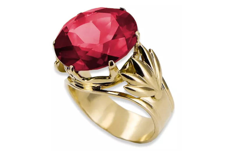 Ring Vintage craft Ruby 8K žluté zlato vrc029x-rb Art Deco